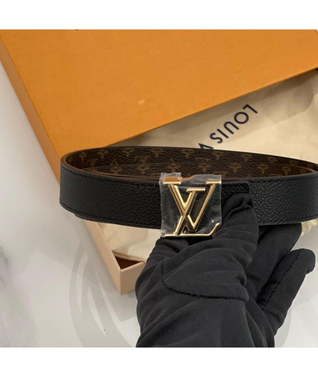 LOUIS VUITTON Черный кожаный ремень, фото 3