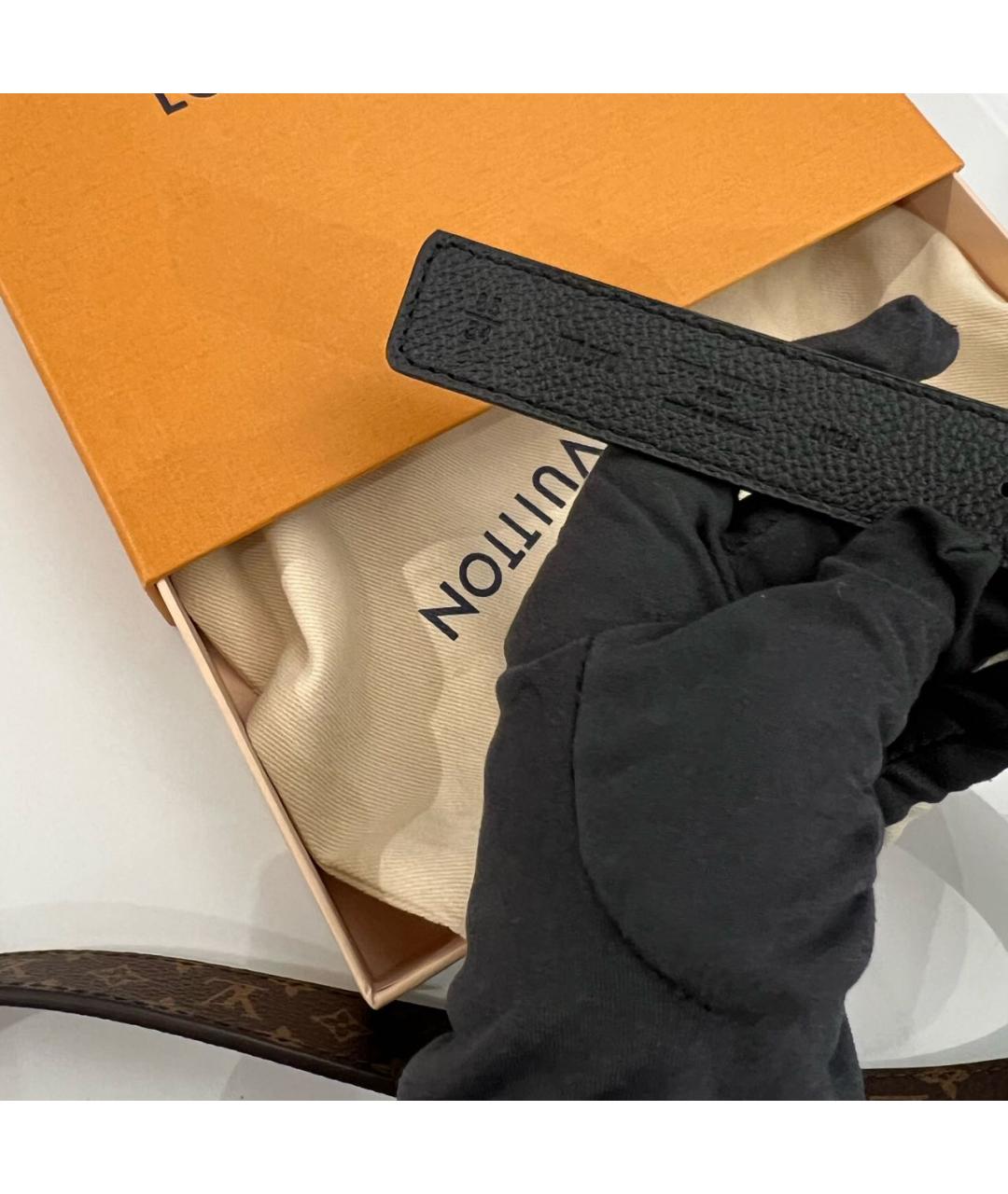 LOUIS VUITTON Черный кожаный ремень, фото 4
