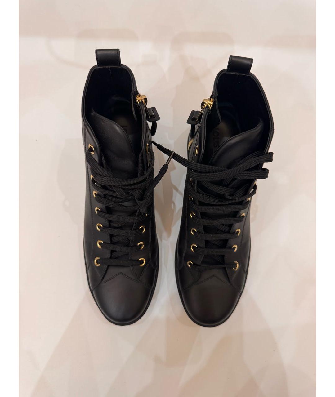 LOUIS VUITTON Черные кожаные кеды, фото 4