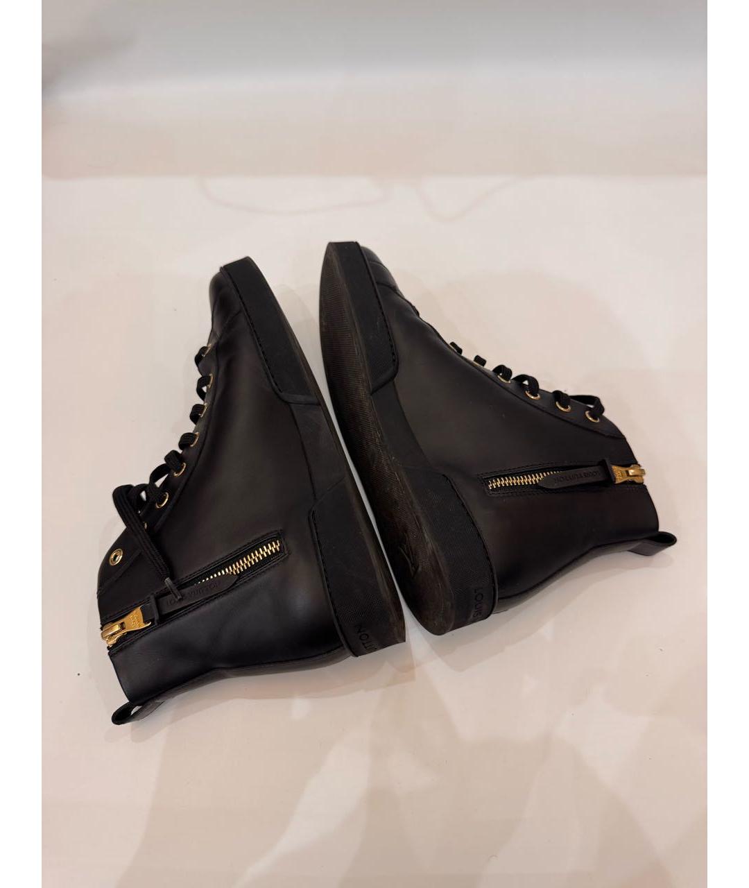 LOUIS VUITTON Черные кожаные кеды, фото 3