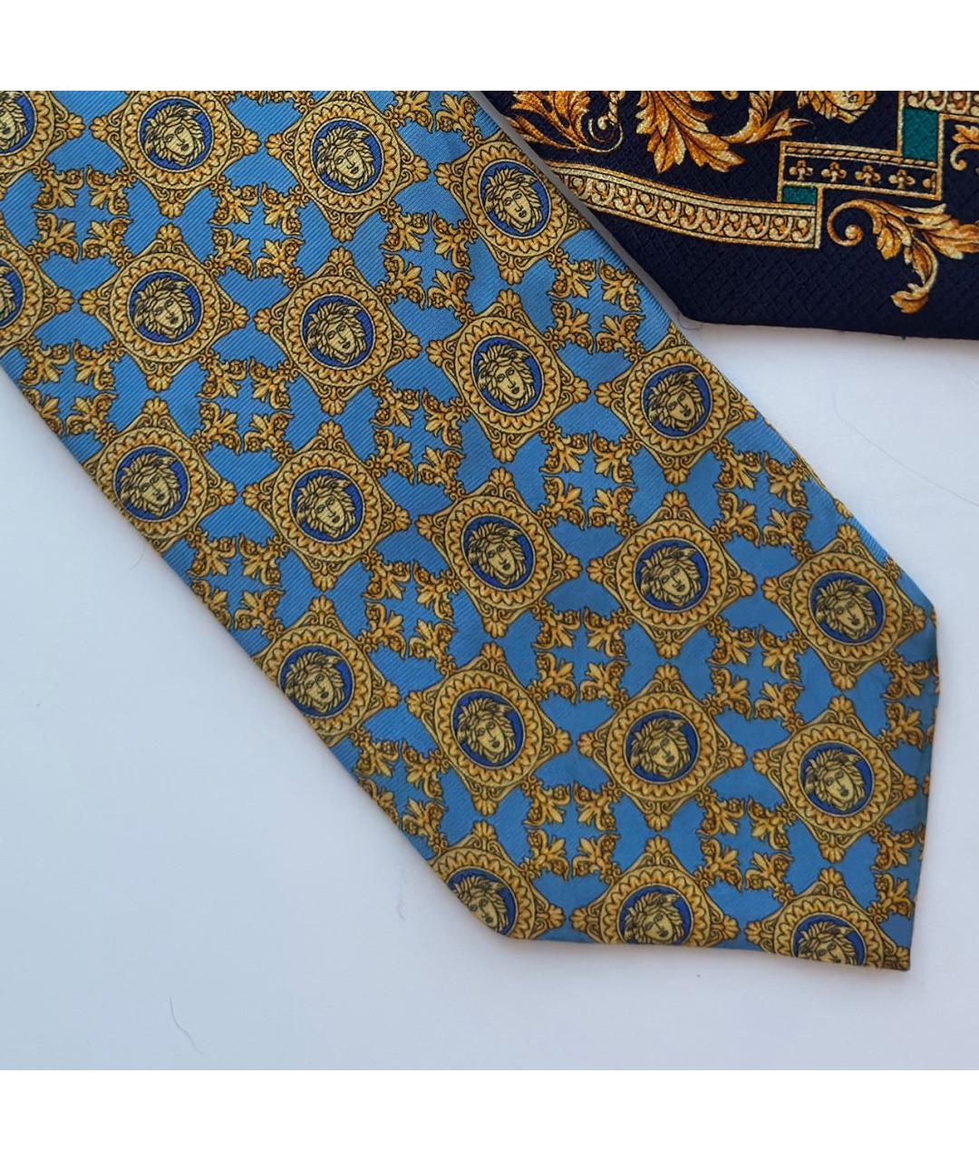 VERSACE Синий шелковый галстук, фото 5