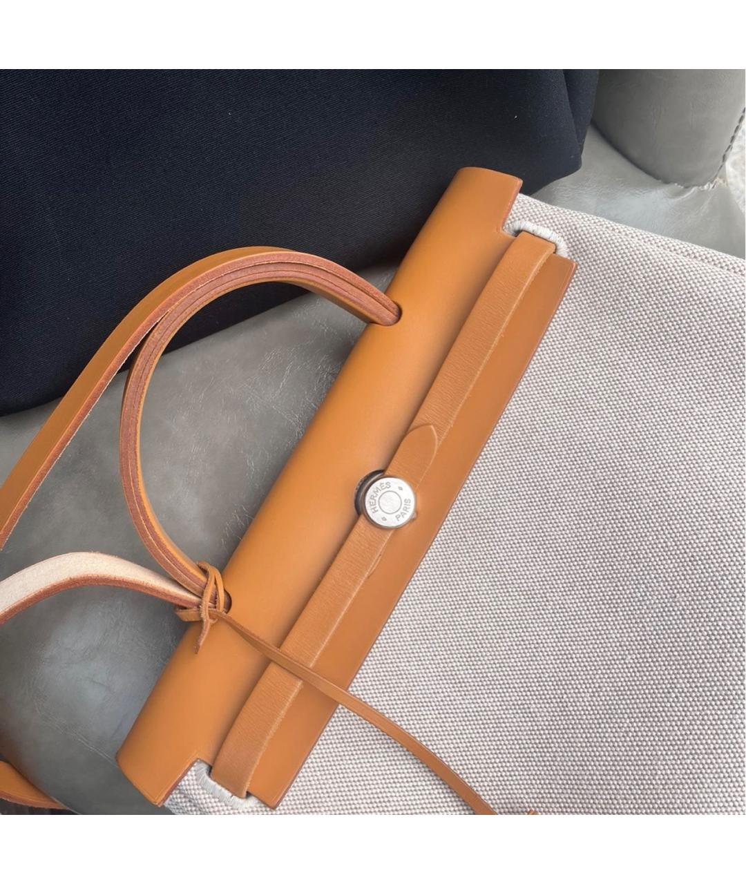 HERMES Коричневая кожаная сумка тоут, фото 4