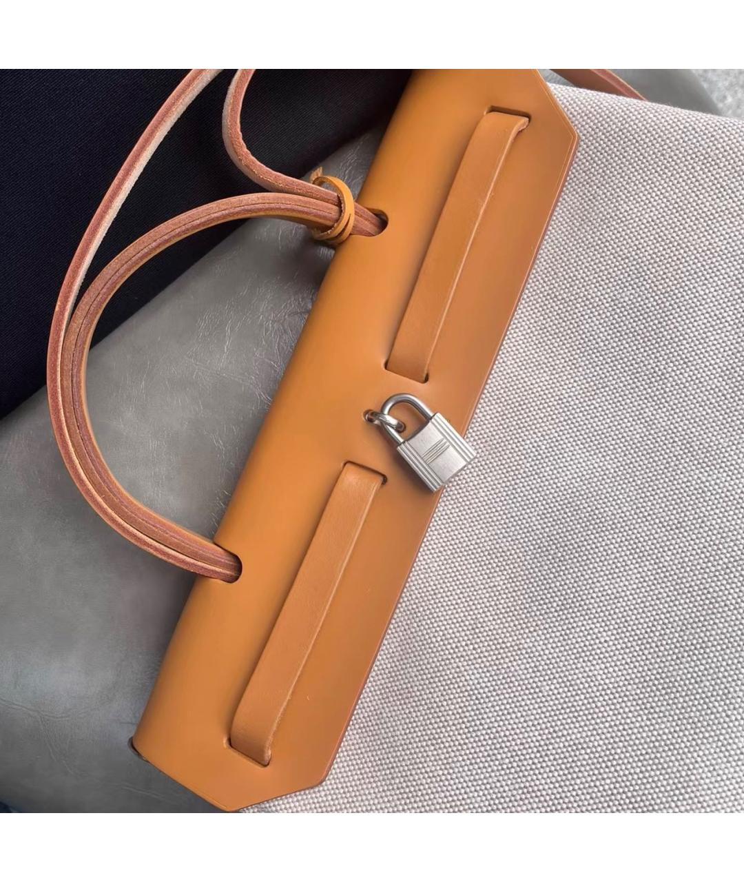 HERMES Коричневая кожаная сумка тоут, фото 5