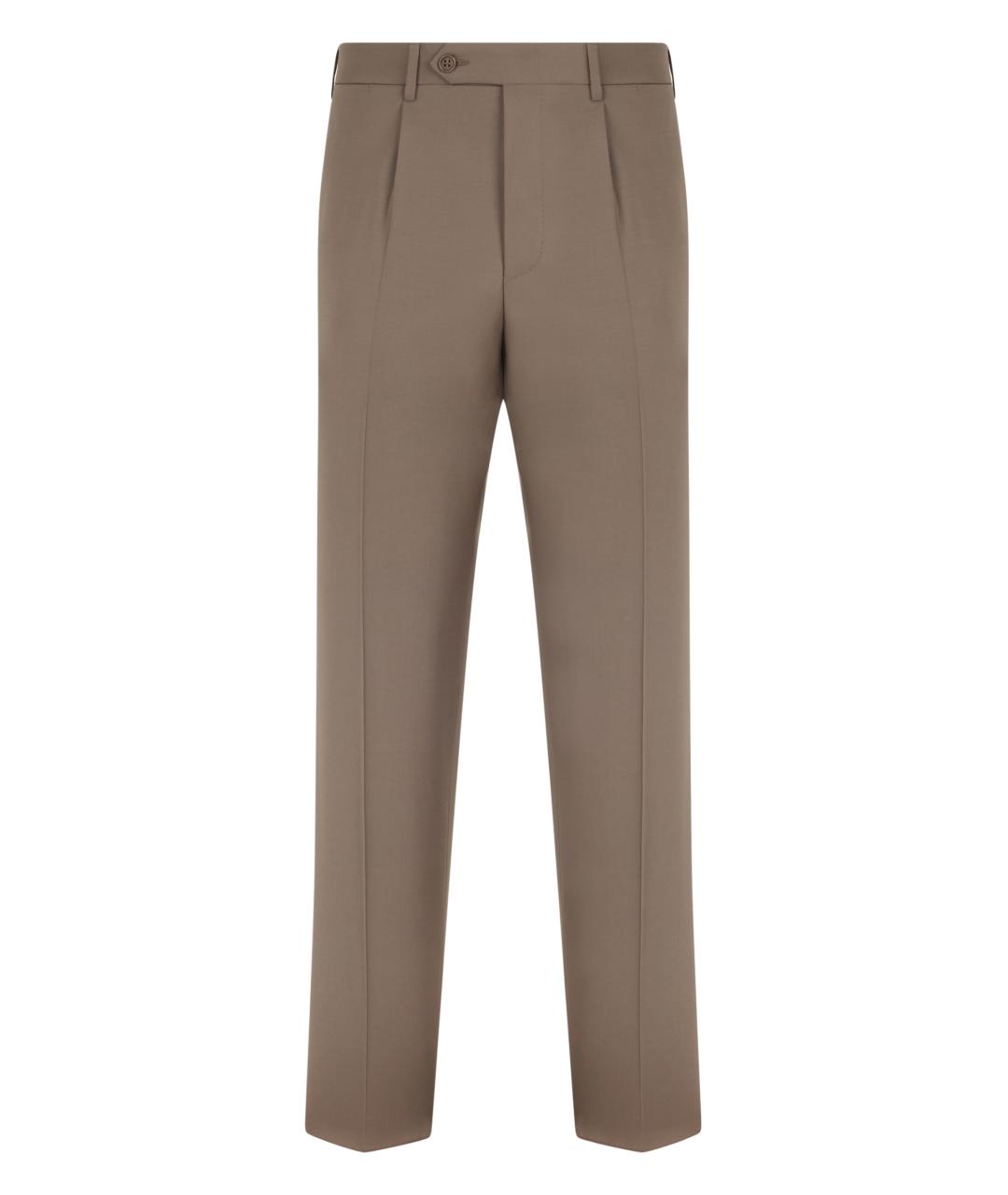 CANALI Коричневые шерстяные классические брюки, фото 1