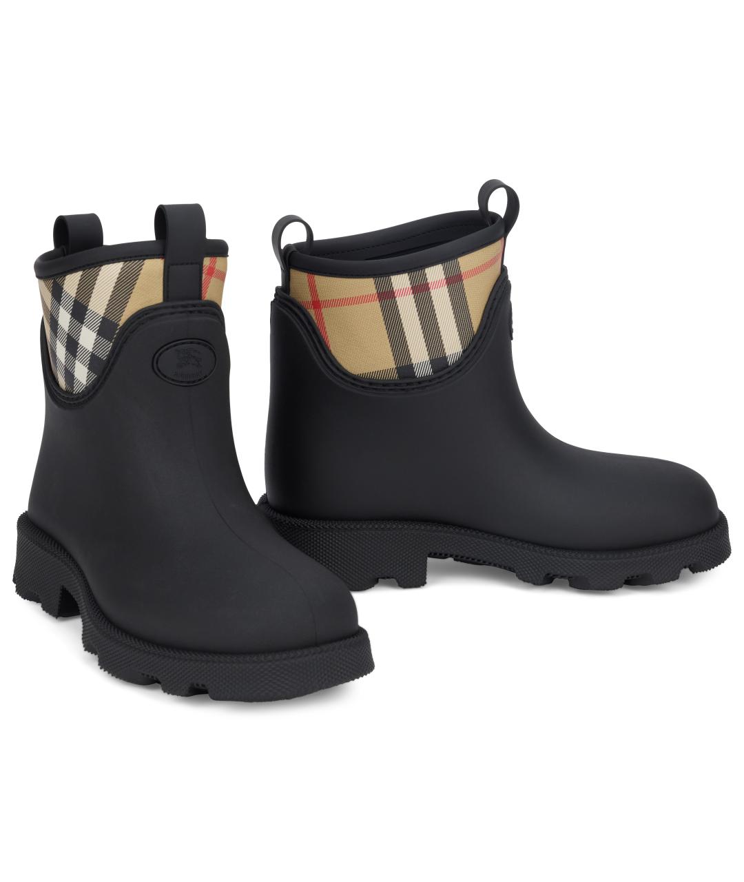 BURBERRY Черные резиновые ботинки, фото 3