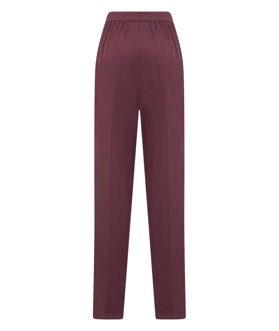 SAINT LAURENT Бордовые шелковые прямые брюки, фото 2