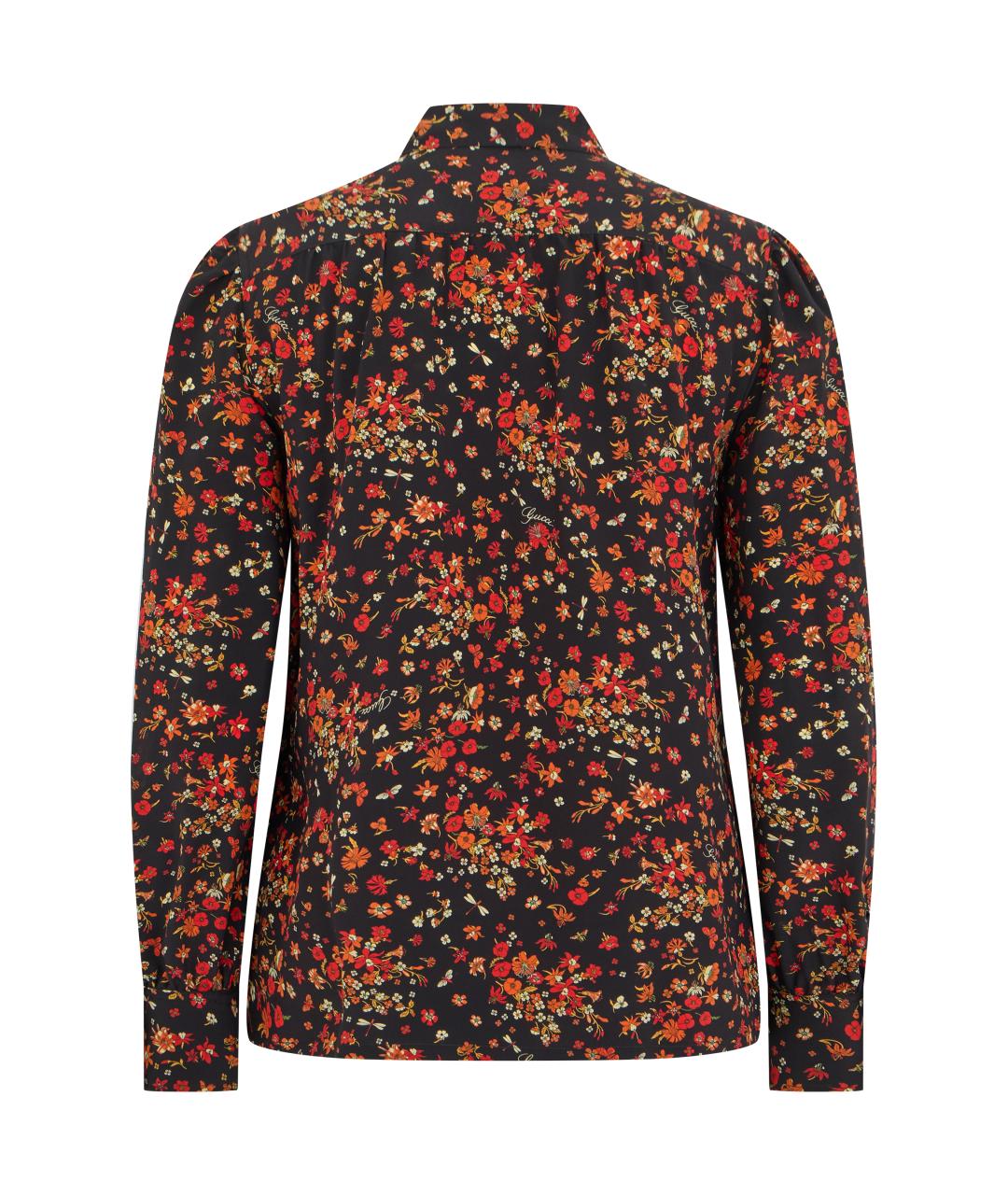 GUCCI Черная шелковая блузы, фото 2