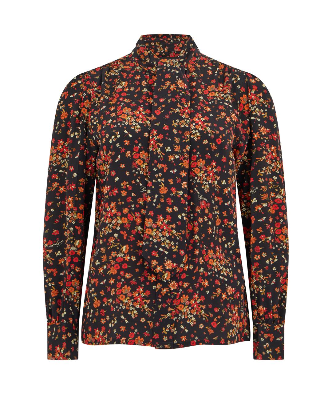 GUCCI Черная шелковая блузы, фото 1