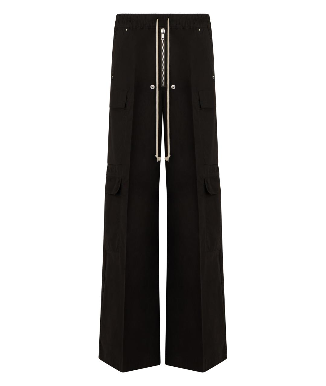 RICK OWENS Черные хлопковые повседневные брюки, фото 1