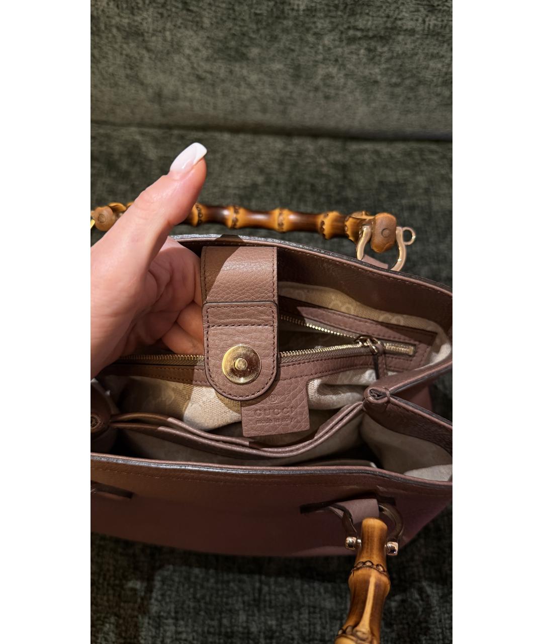GUCCI Розовая кожаная сумка с короткими ручками, фото 3