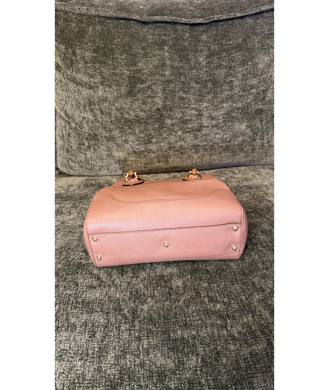 GUCCI Розовая кожаная сумка с короткими ручками, фото 5