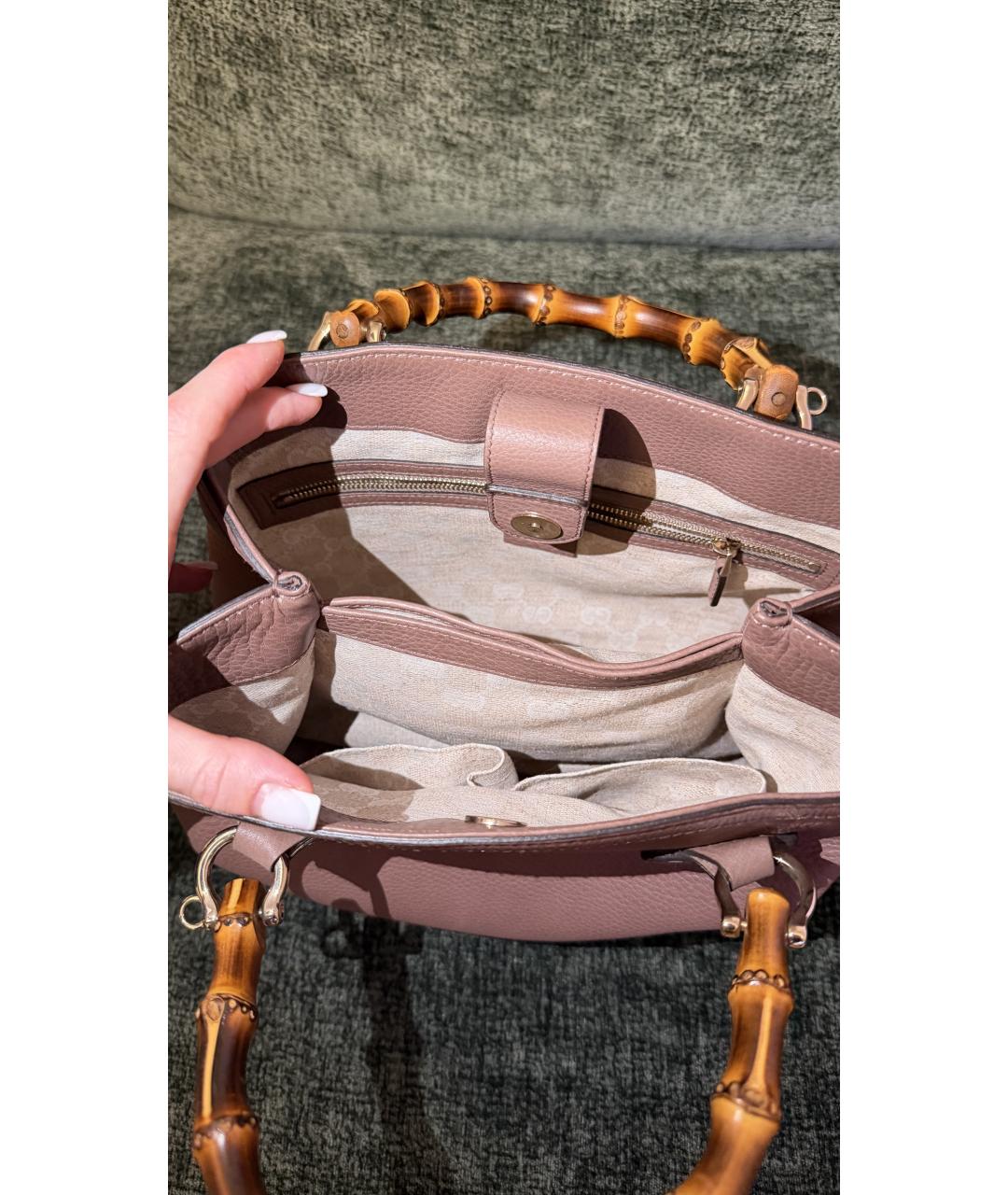 GUCCI Розовая кожаная сумка с короткими ручками, фото 4