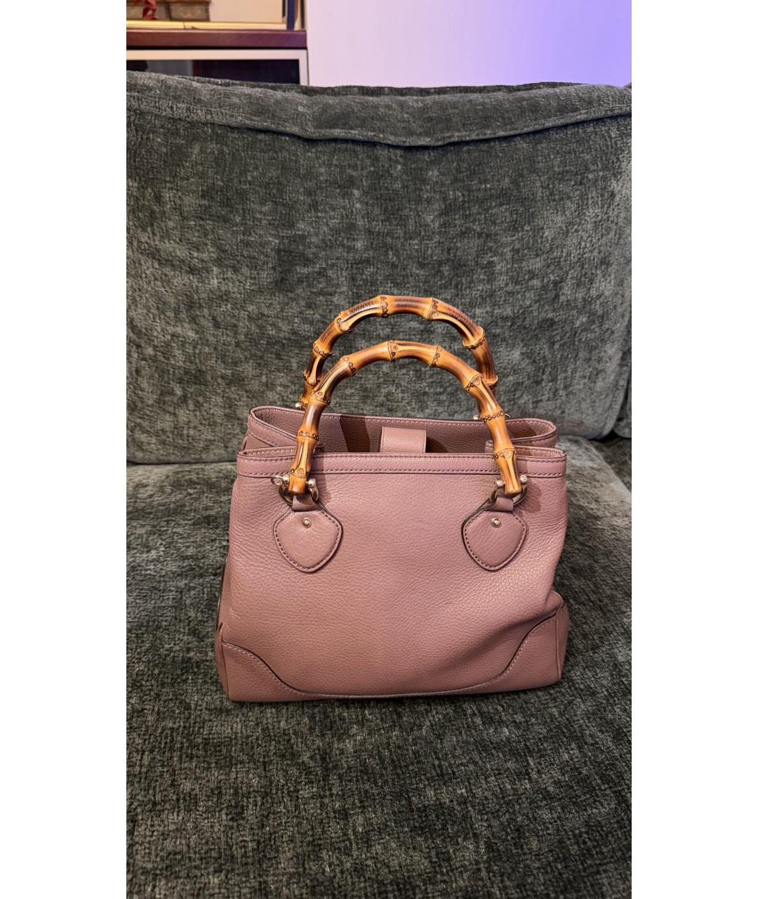 GUCCI Розовая кожаная сумка с короткими ручками, фото 6