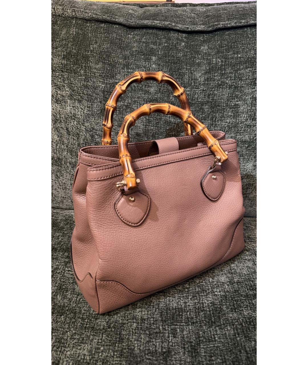 GUCCI Розовая кожаная сумка с короткими ручками, фото 2
