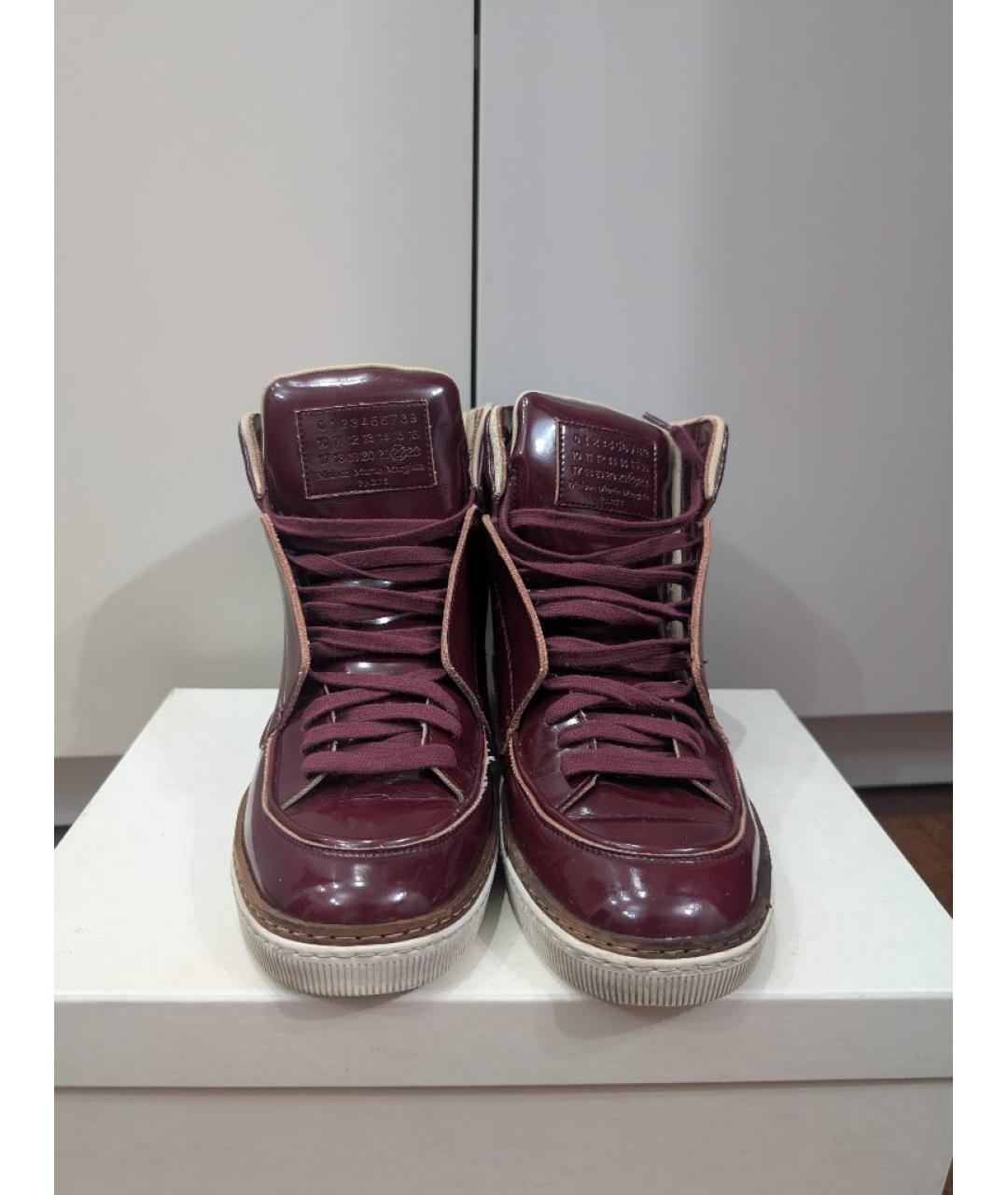 MAISON MARGIELA Бордовые высокие кроссовки / кеды из искусственной кожи, фото 7