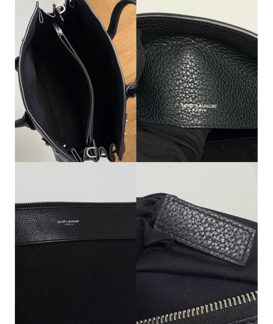SAINT LAURENT Черная кожаная сумка с короткими ручками, фото 8