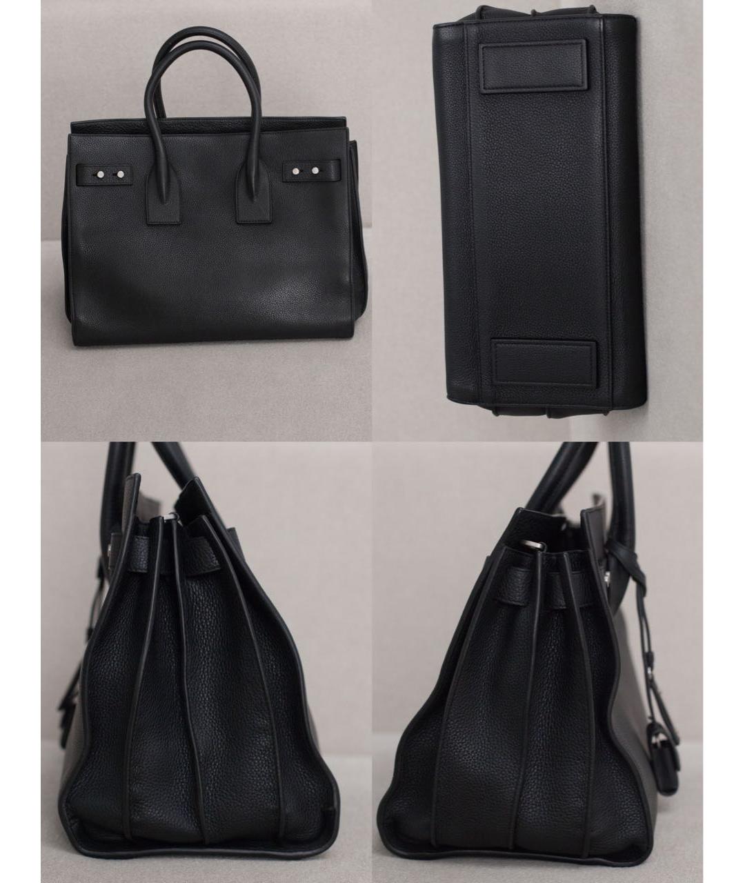 SAINT LAURENT Черная кожаная сумка с короткими ручками, фото 6