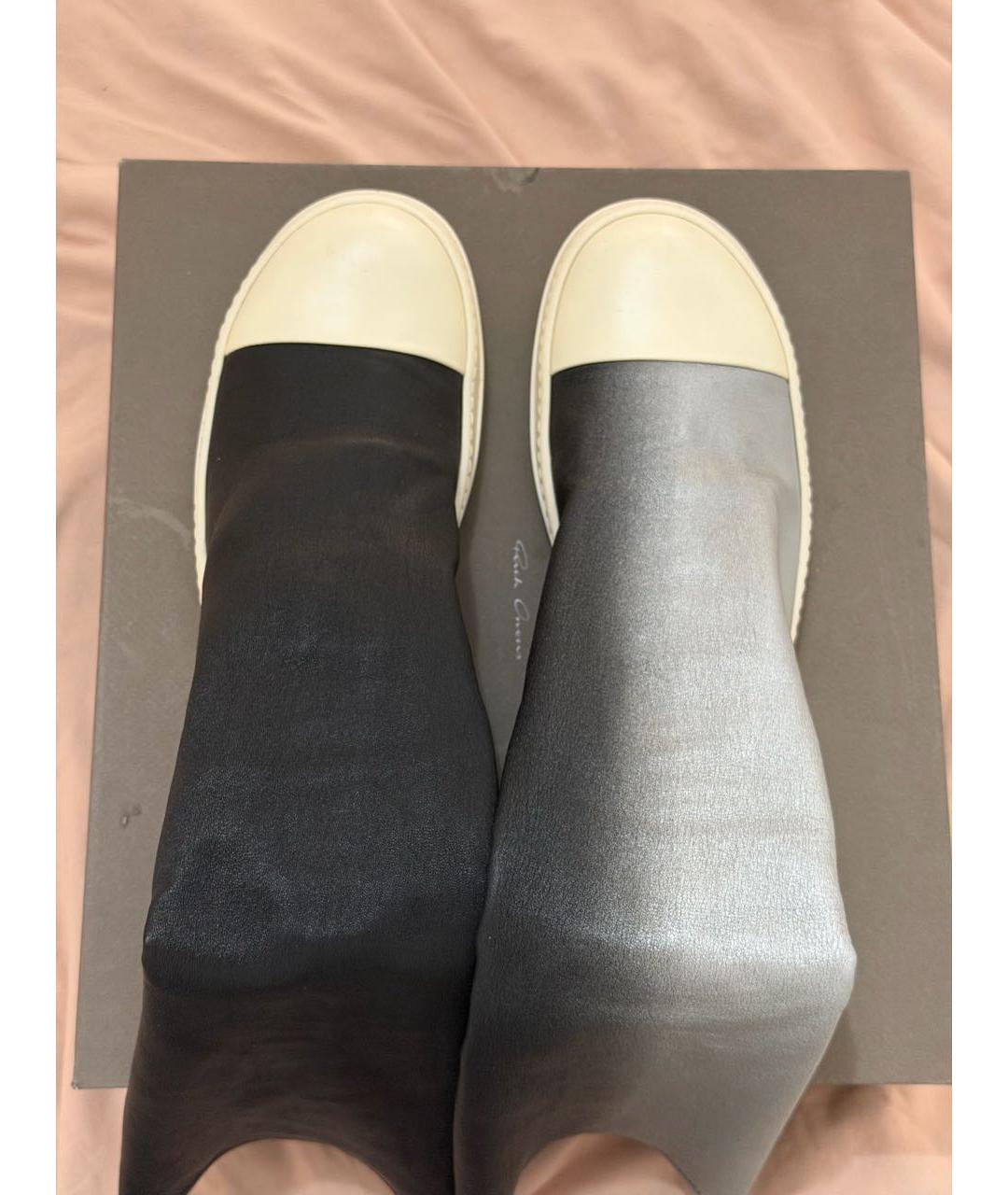 RICK OWENS Черные кожаные высокие кроссовки / кеды, фото 3