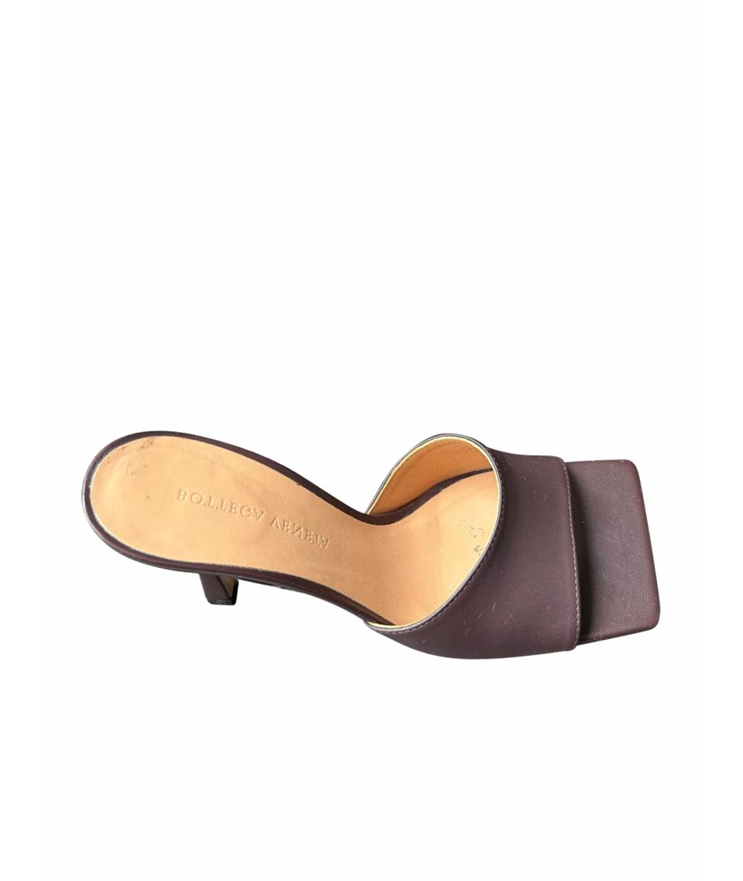 BOTTEGA VENETA Коричневые кожаные мюли, фото 1
