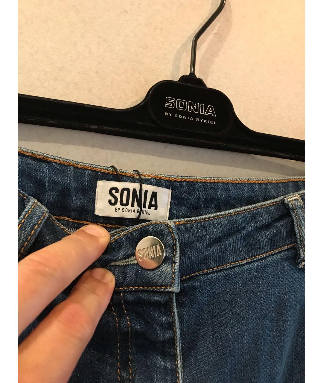SONIA RYKIEL Синие хлопко-эластановые прямые джинсы, фото 2