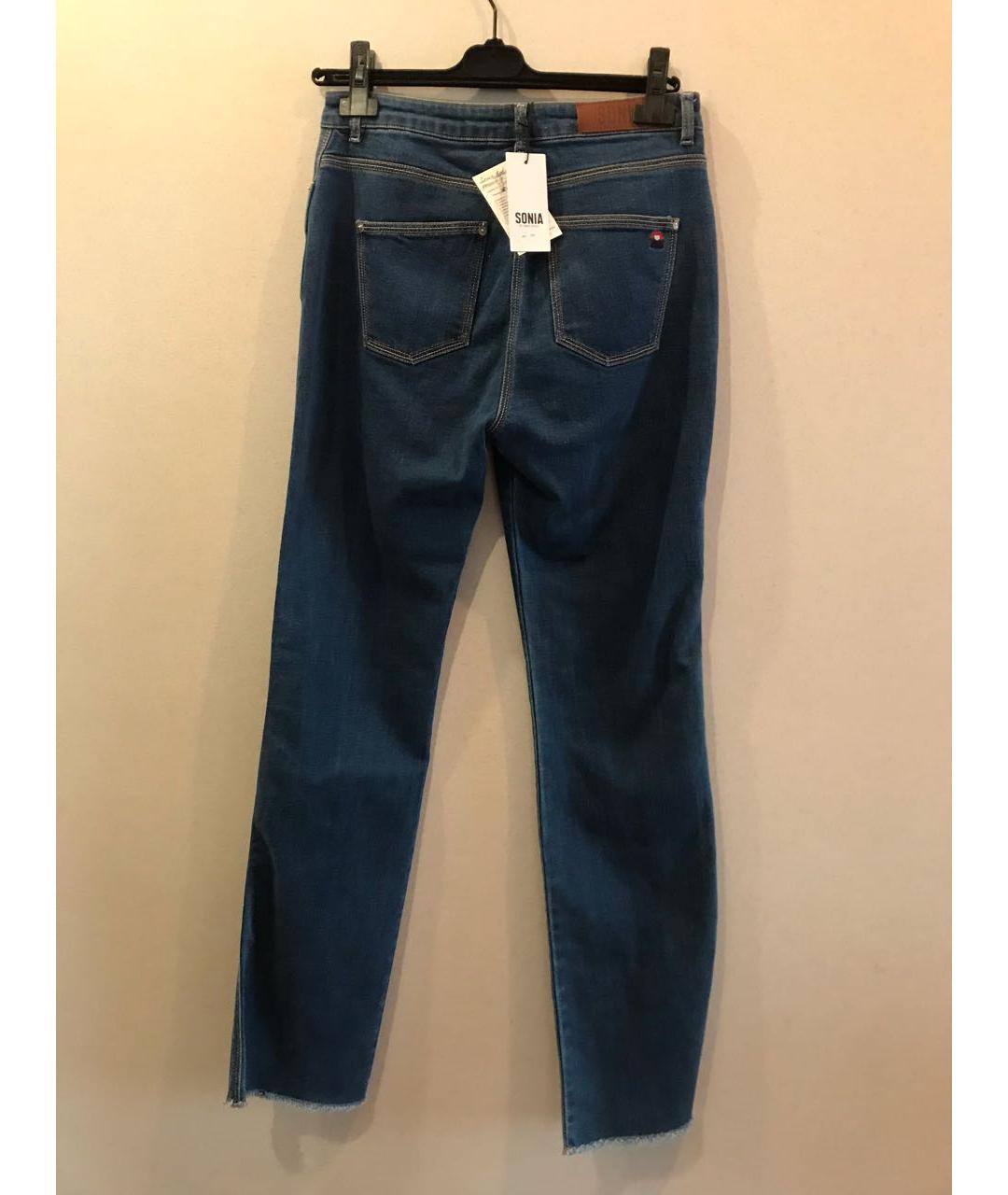 SONIA RYKIEL Синие хлопко-эластановые прямые джинсы, фото 3