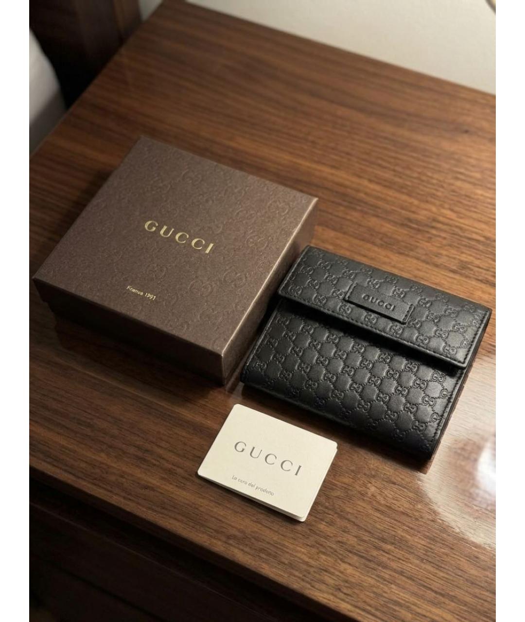 GUCCI Черный кожаный кошелек, фото 7