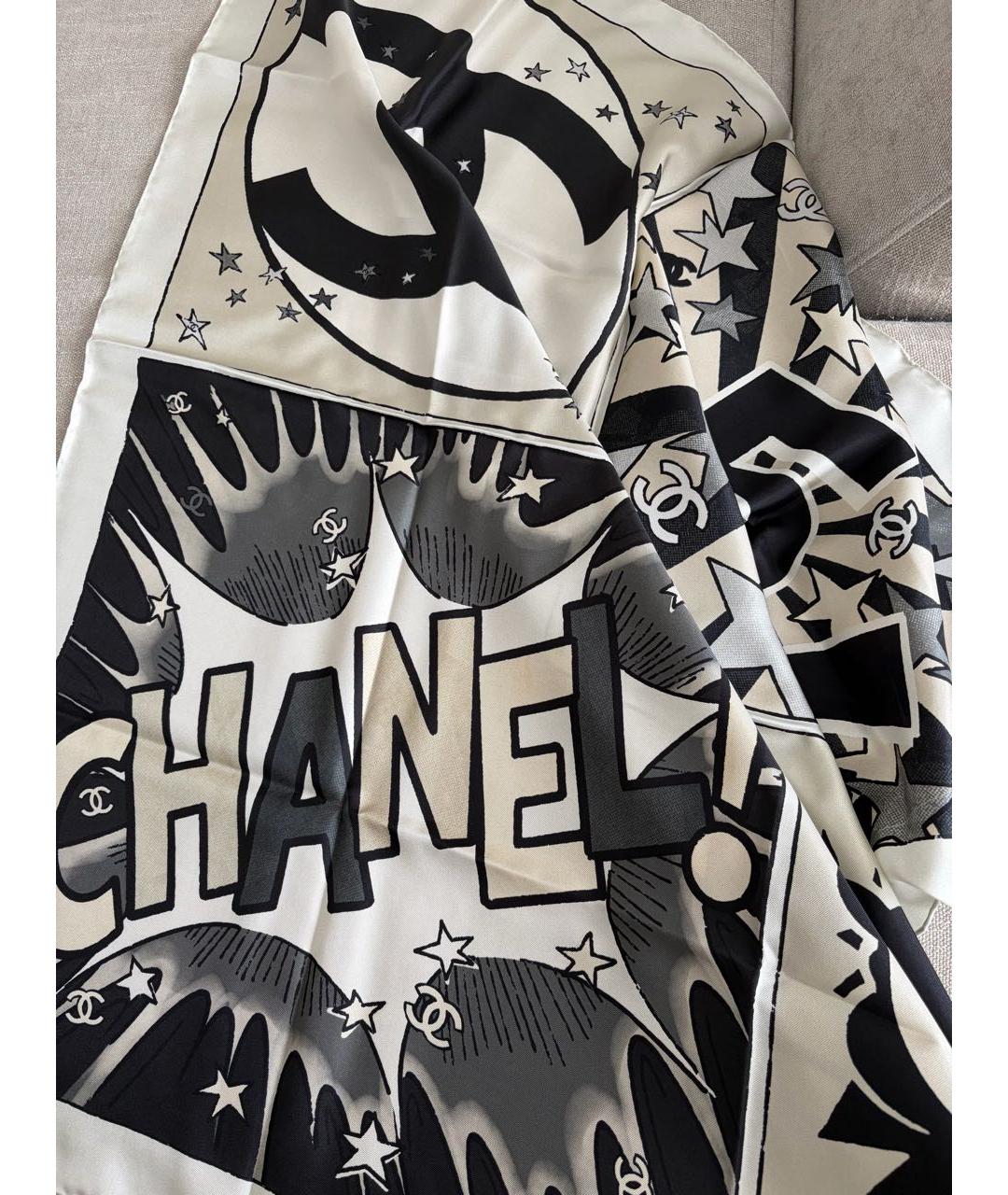CHANEL Бежевый шелковый платок, фото 3