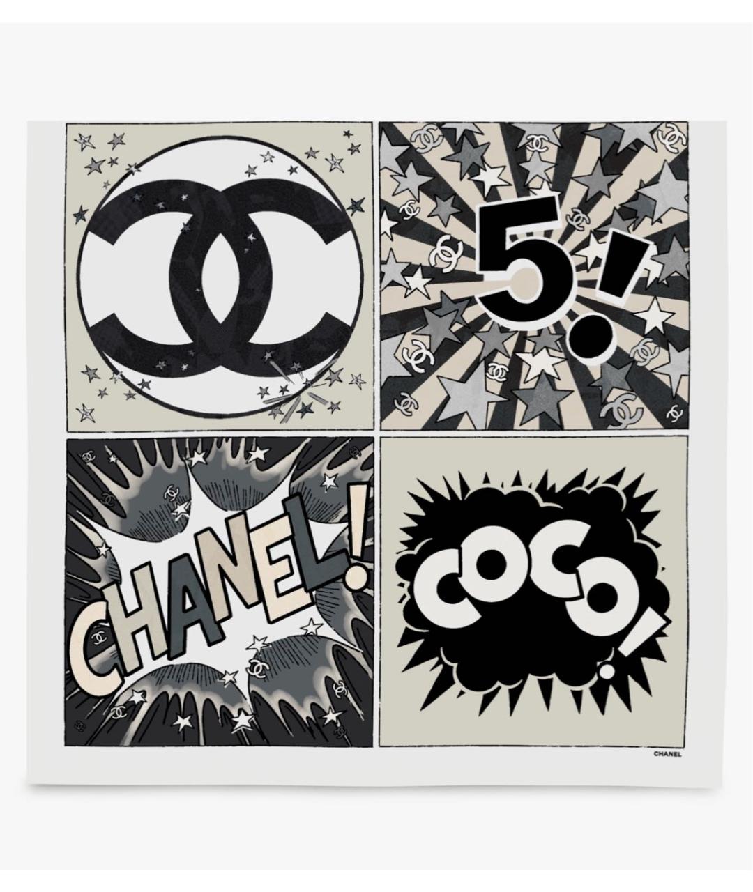 CHANEL Бежевый шелковый платок, фото 4