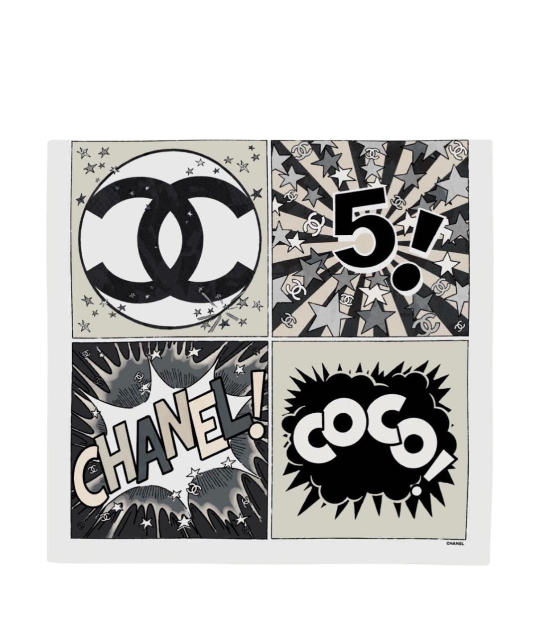 CHANEL Бежевый шелковый платок, фото 1