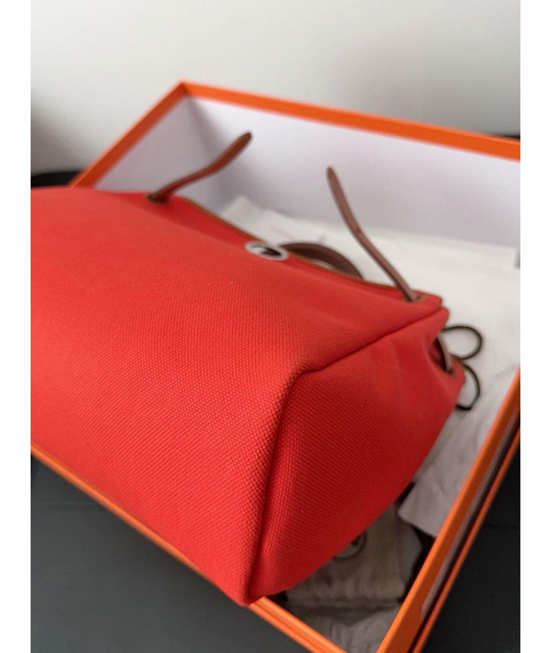 HERMES Красная кожаная сумка тоут, фото 8