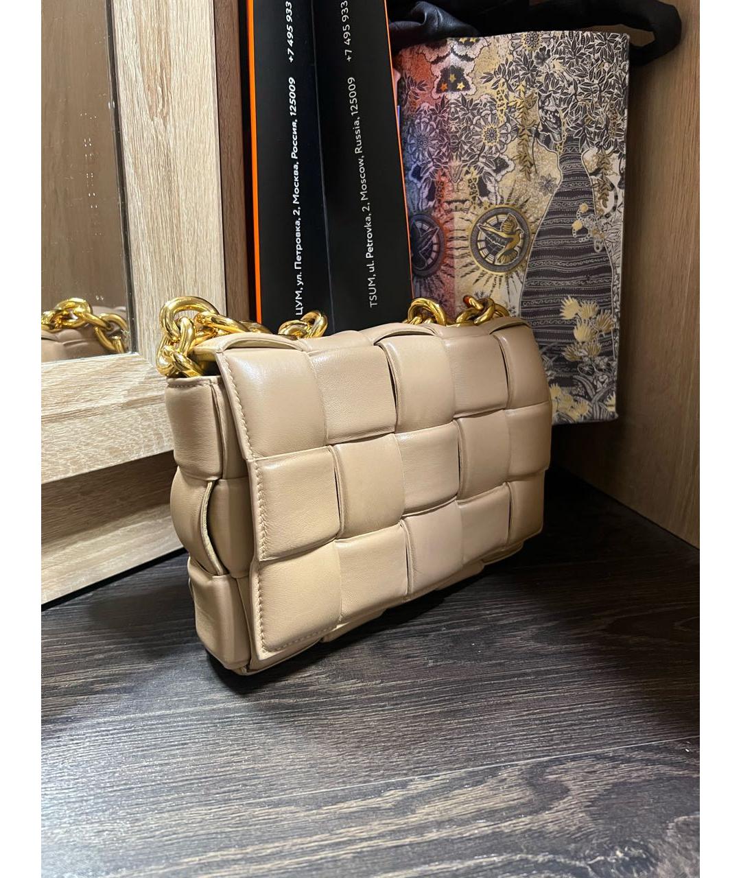 BOTTEGA VENETA Бежевая кожаная сумка через плечо, фото 2