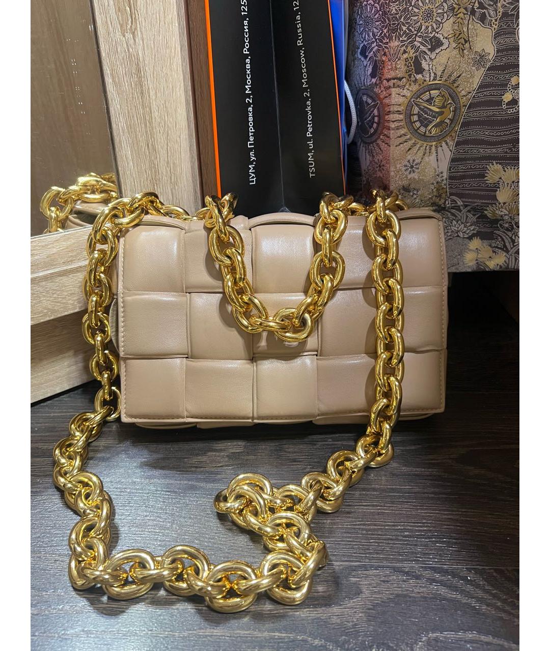 BOTTEGA VENETA Бежевая кожаная сумка через плечо, фото 9