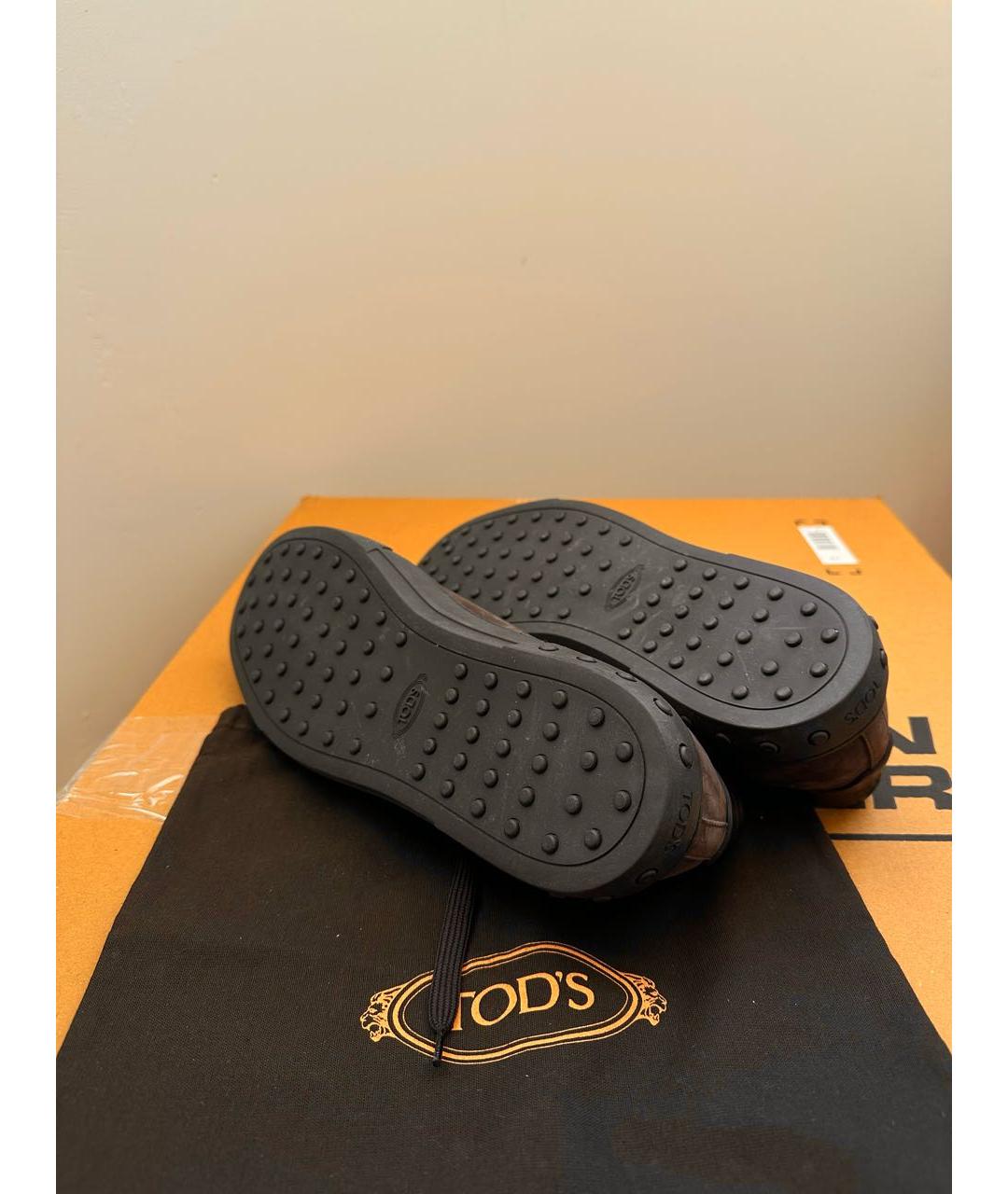 TOD'S Коричневые кожаные низкие кроссовки / кеды, фото 6