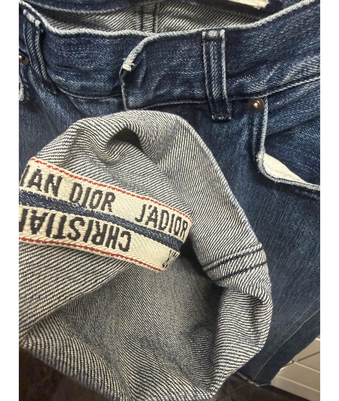 CHRISTIAN DIOR Синие хлопковые прямые джинсы, фото 3