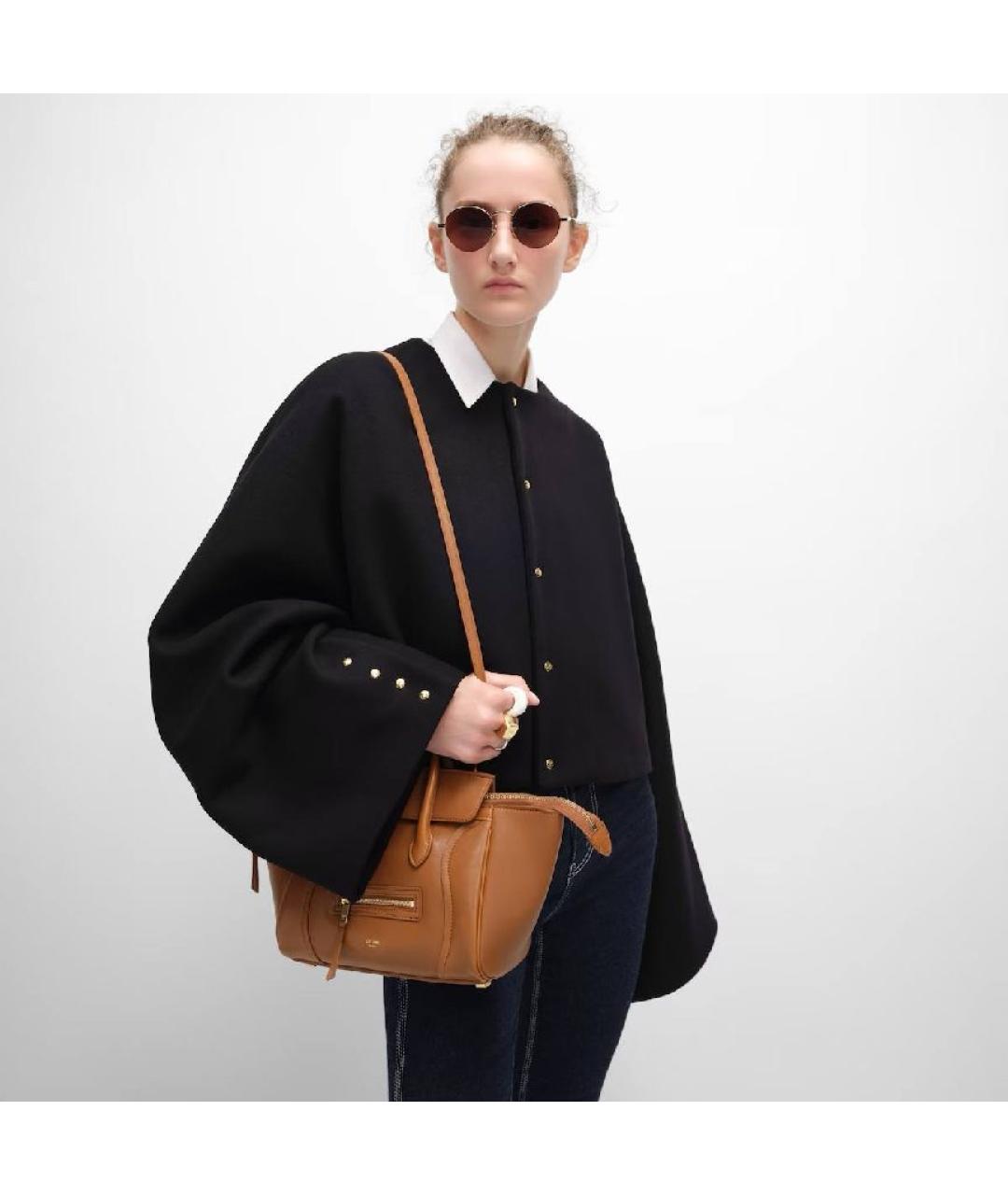 CELINE Горчичная кожаная сумка через плечо, фото 2