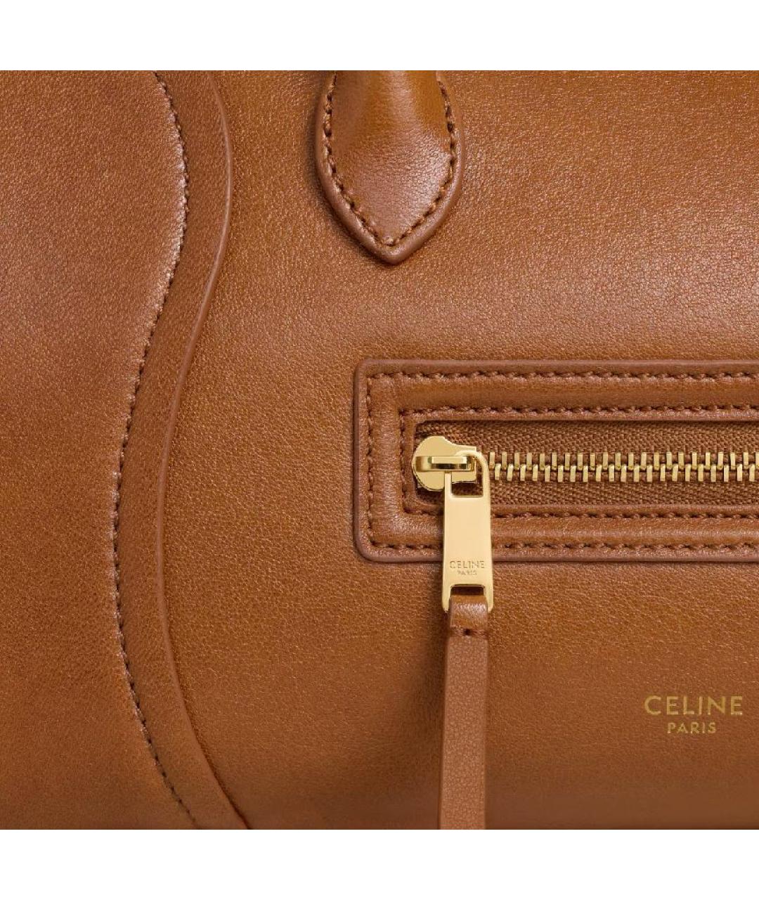 CELINE Горчичная кожаная сумка через плечо, фото 3