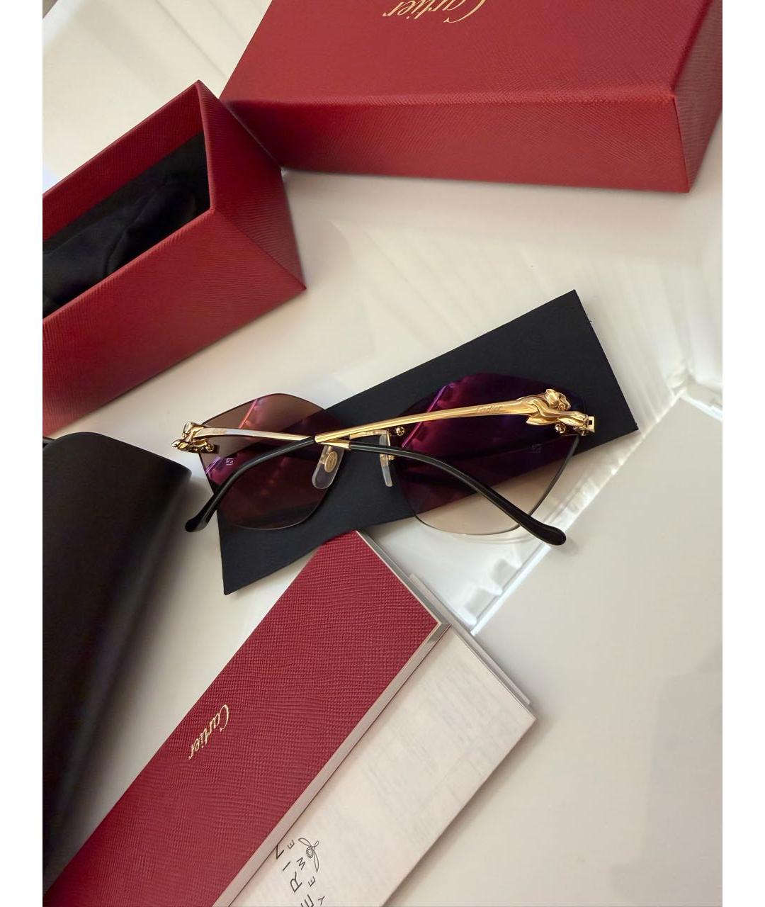 CARTIER Бежевые металлические солнцезащитные очки, фото 2