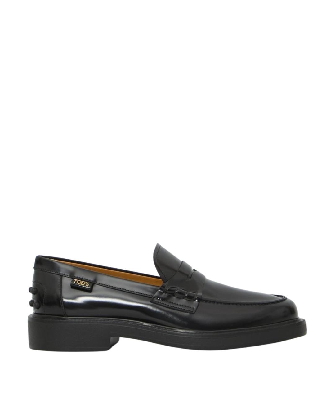 TOD'S Черные кожаные лоферы, фото 1