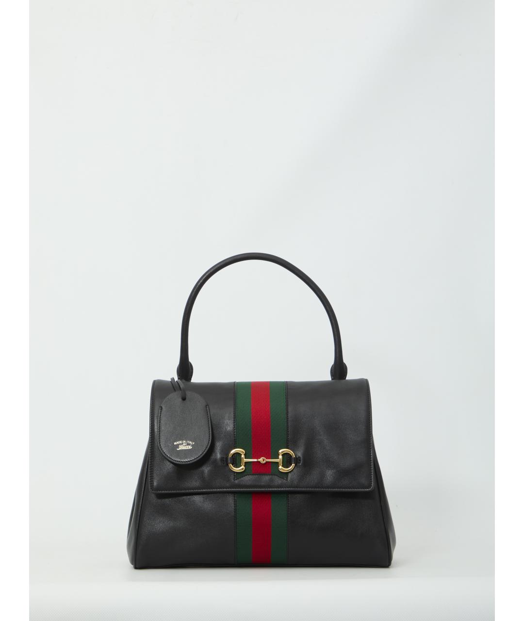 GUCCI Черная кожаная сумка тоут, фото 5