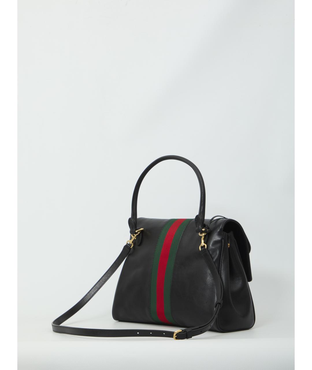 GUCCI Черная кожаная сумка тоут, фото 2