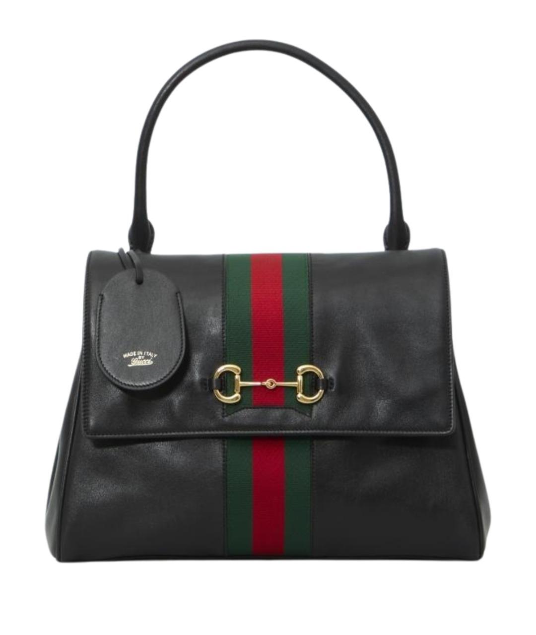 GUCCI Черная кожаная сумка тоут, фото 1