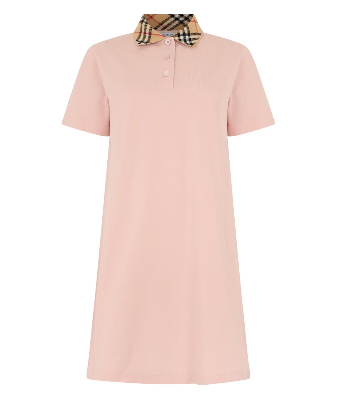 BURBERRY Розовое хлопковое повседневное платье, фото 1