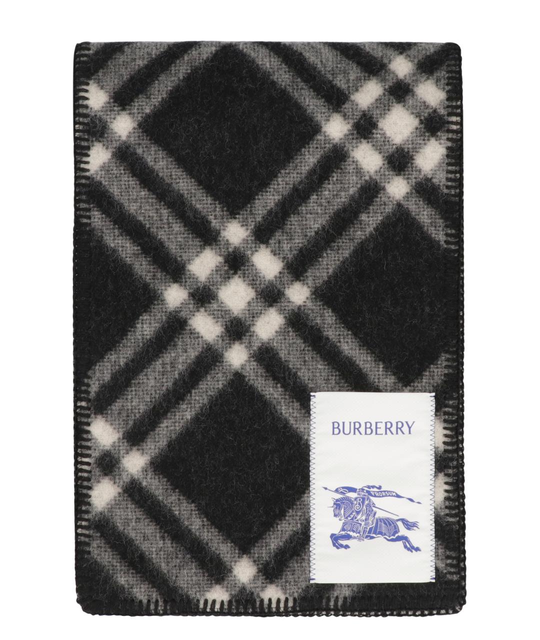 BURBERRY Черный шерстяной шарф, фото 1