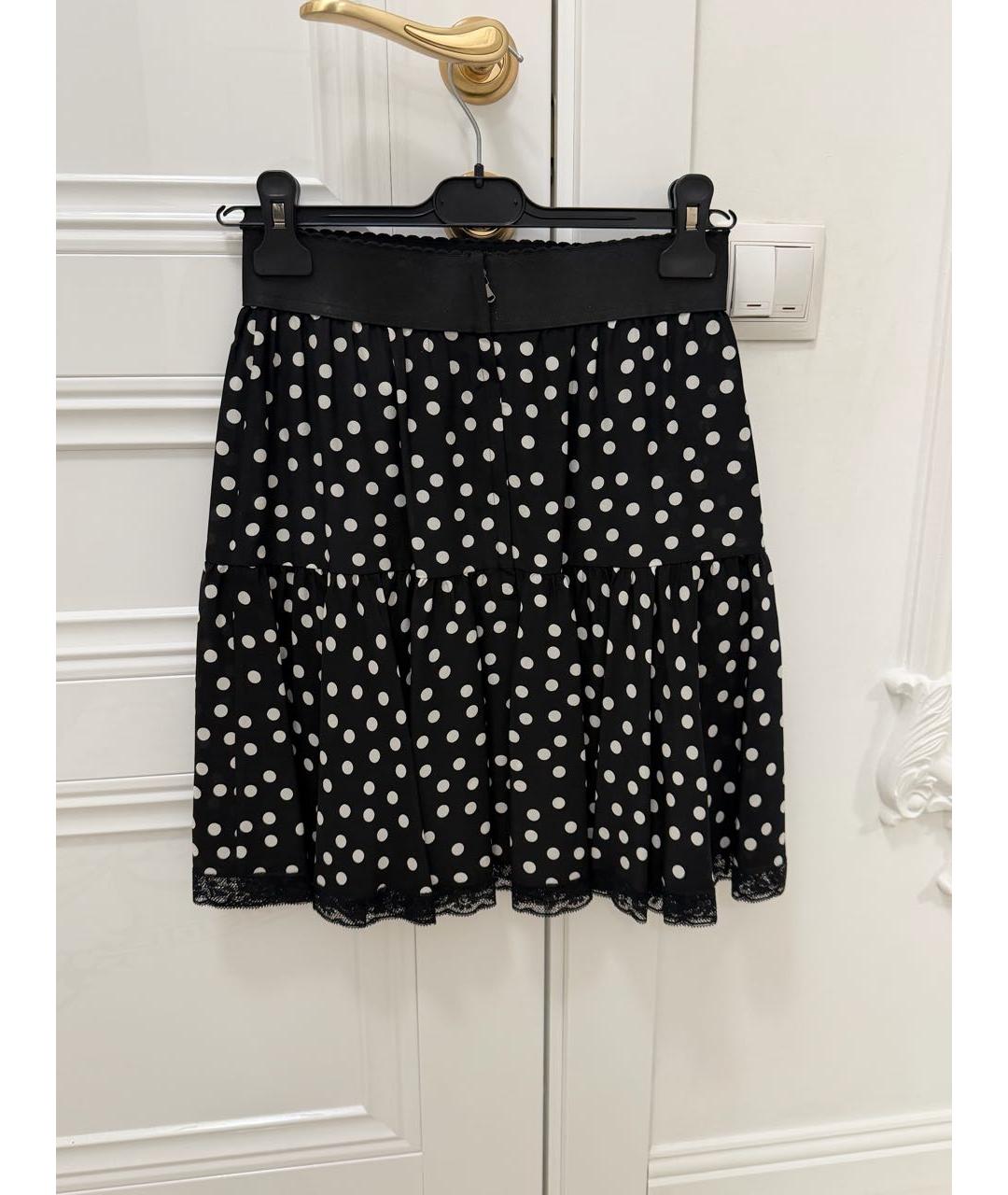DOLCE&GABBANA Черная шелковая юбка мини, фото 2