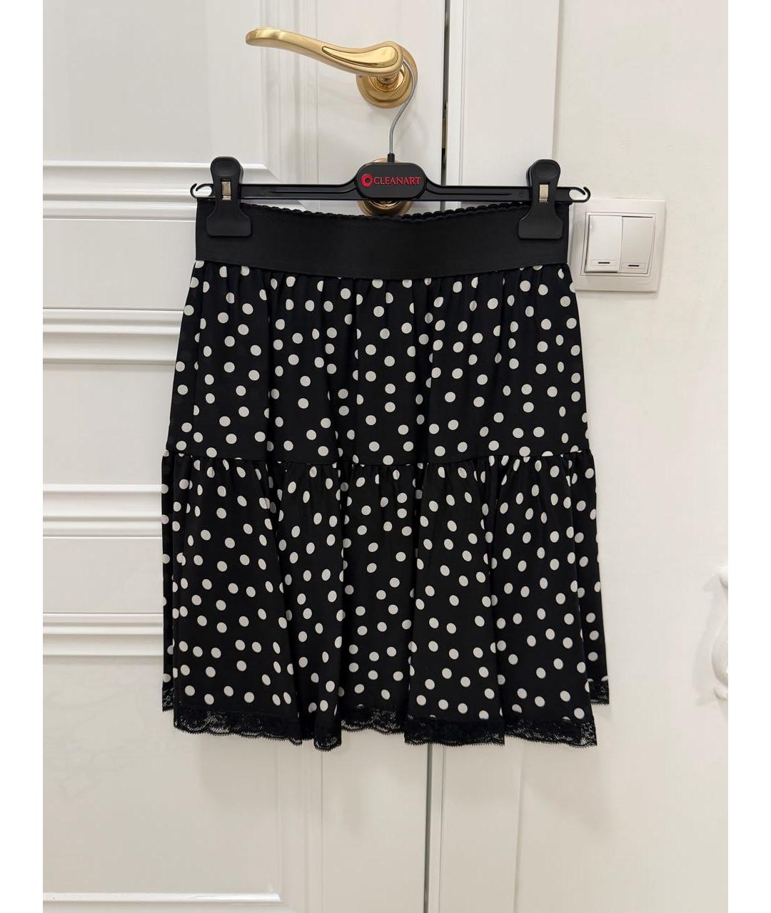 DOLCE&GABBANA Черная шелковая юбка мини, фото 4