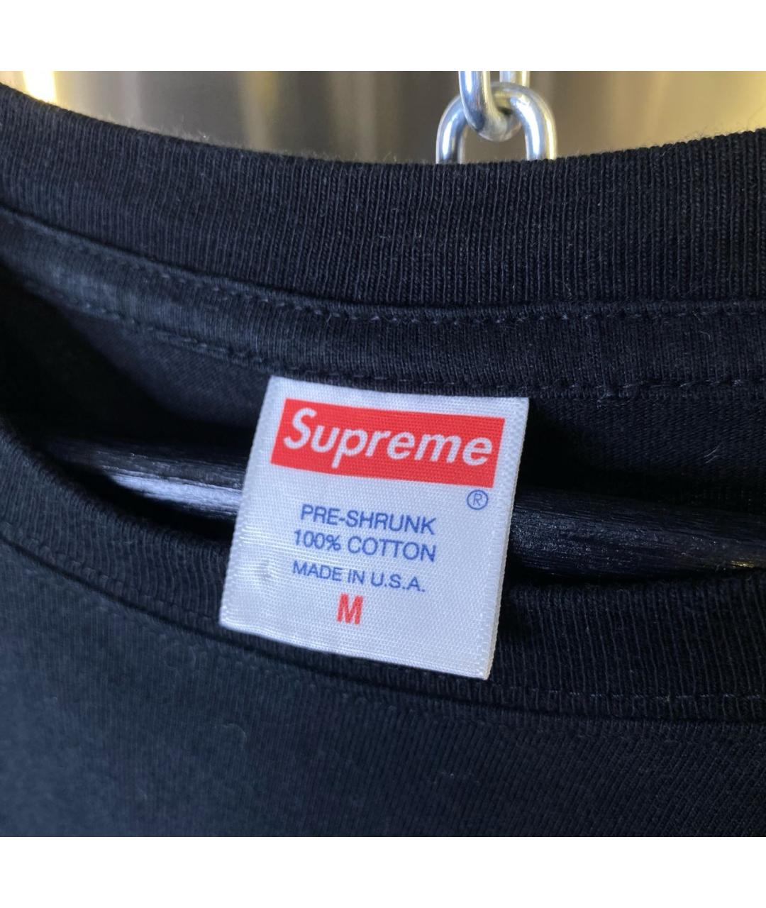 SUPREME Черная хлопковая футболка, фото 6