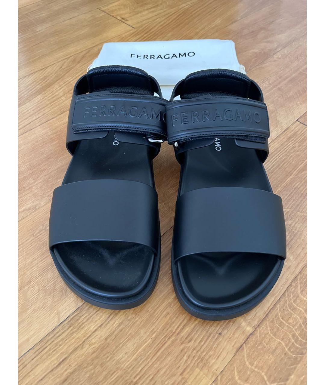 FERRAGAMO Черные кожаные сандалии, фото 4