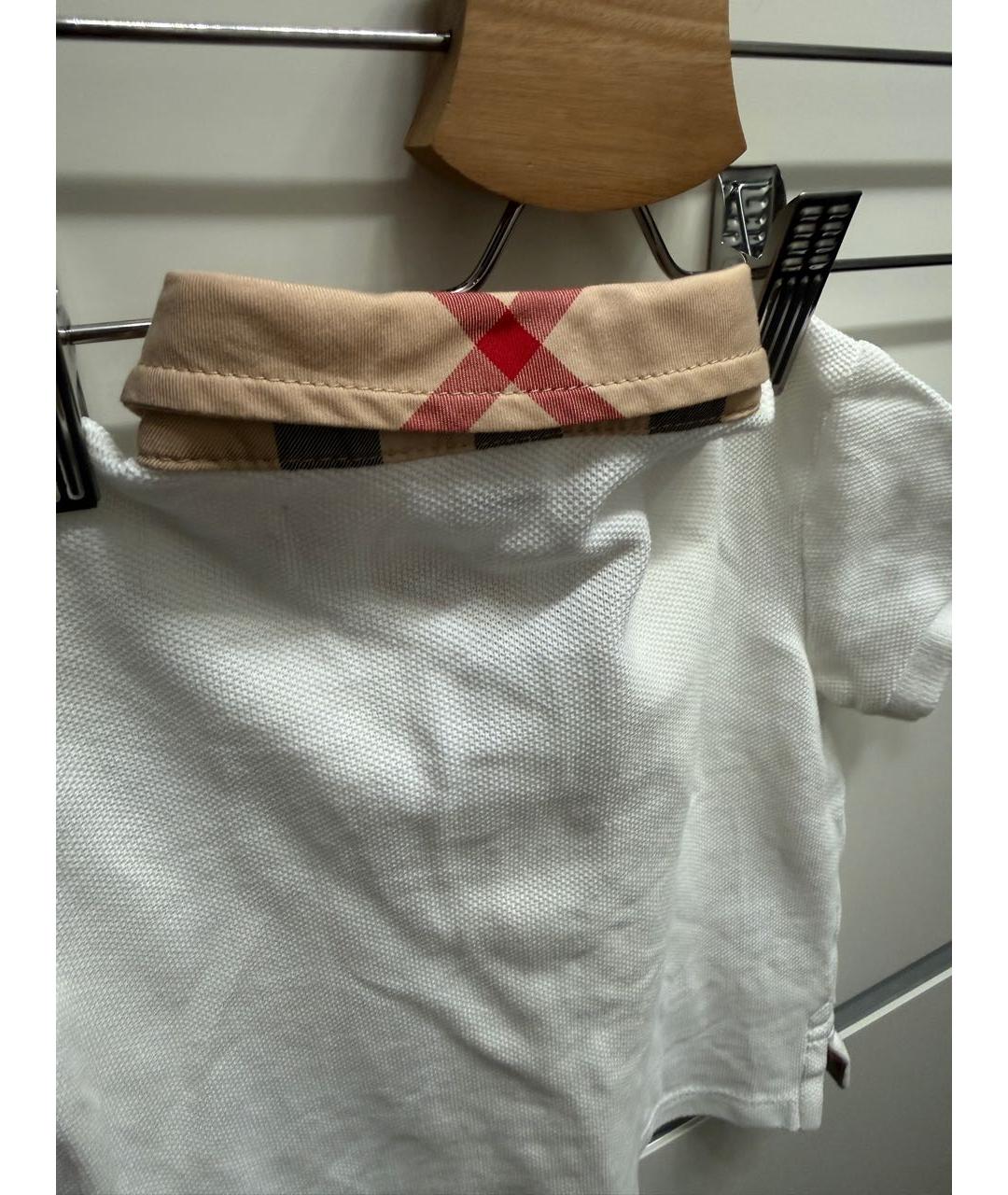 BURBERRY Белая хлопковая детская футболка, фото 4