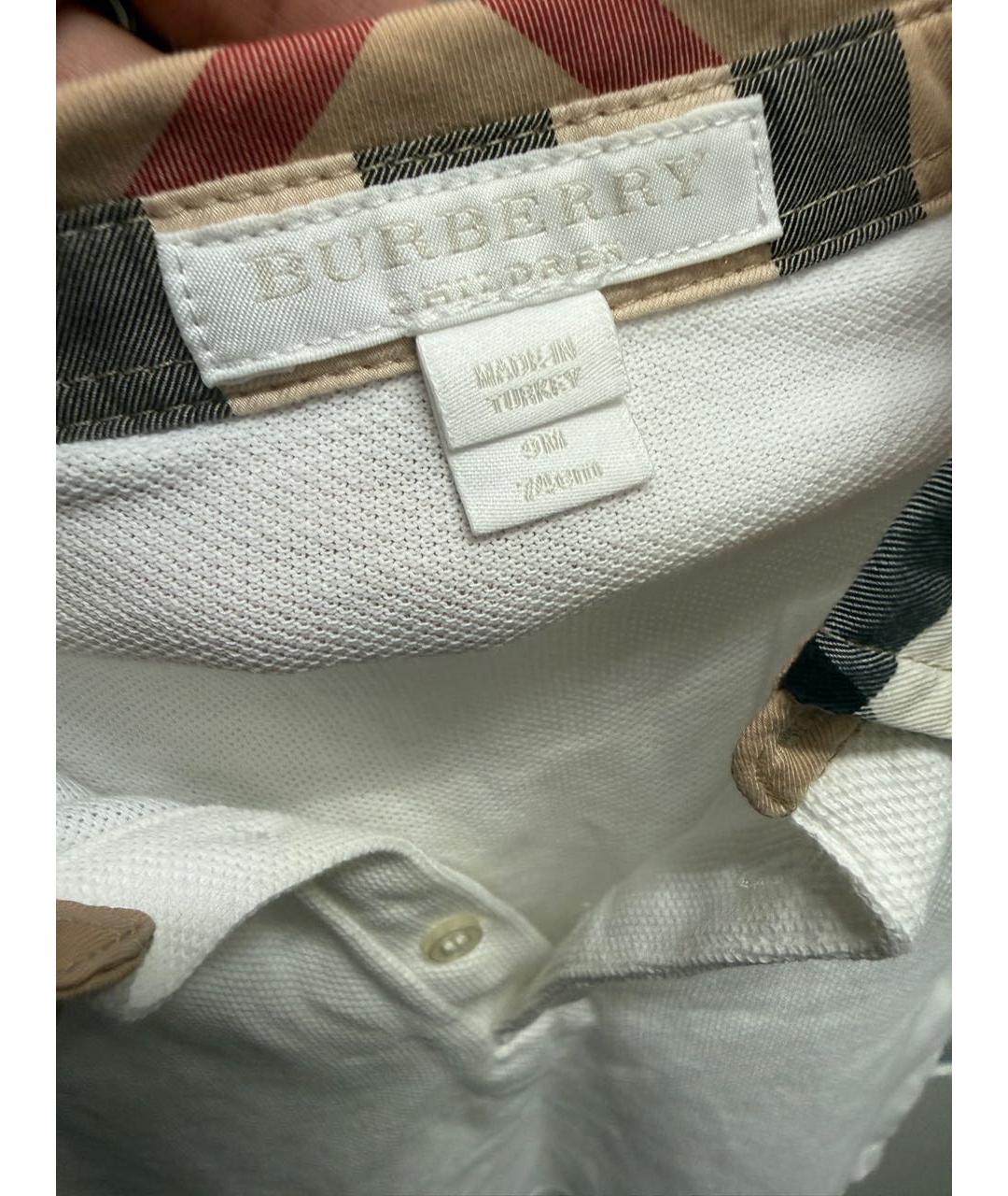 BURBERRY Белая хлопковая детская футболка, фото 3