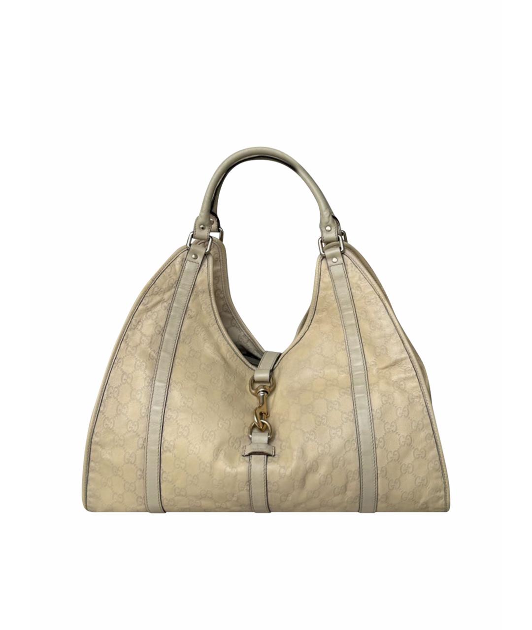 GUCCI Бежевая кожаная сумка тоут, фото 1